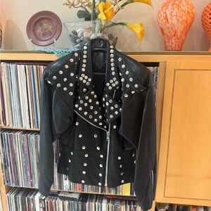 PRICE DROP: VTG CUSTOM MADE, ONE-OF-A-KIND,LAMBSKIN LEATHER, STUDDED,10.